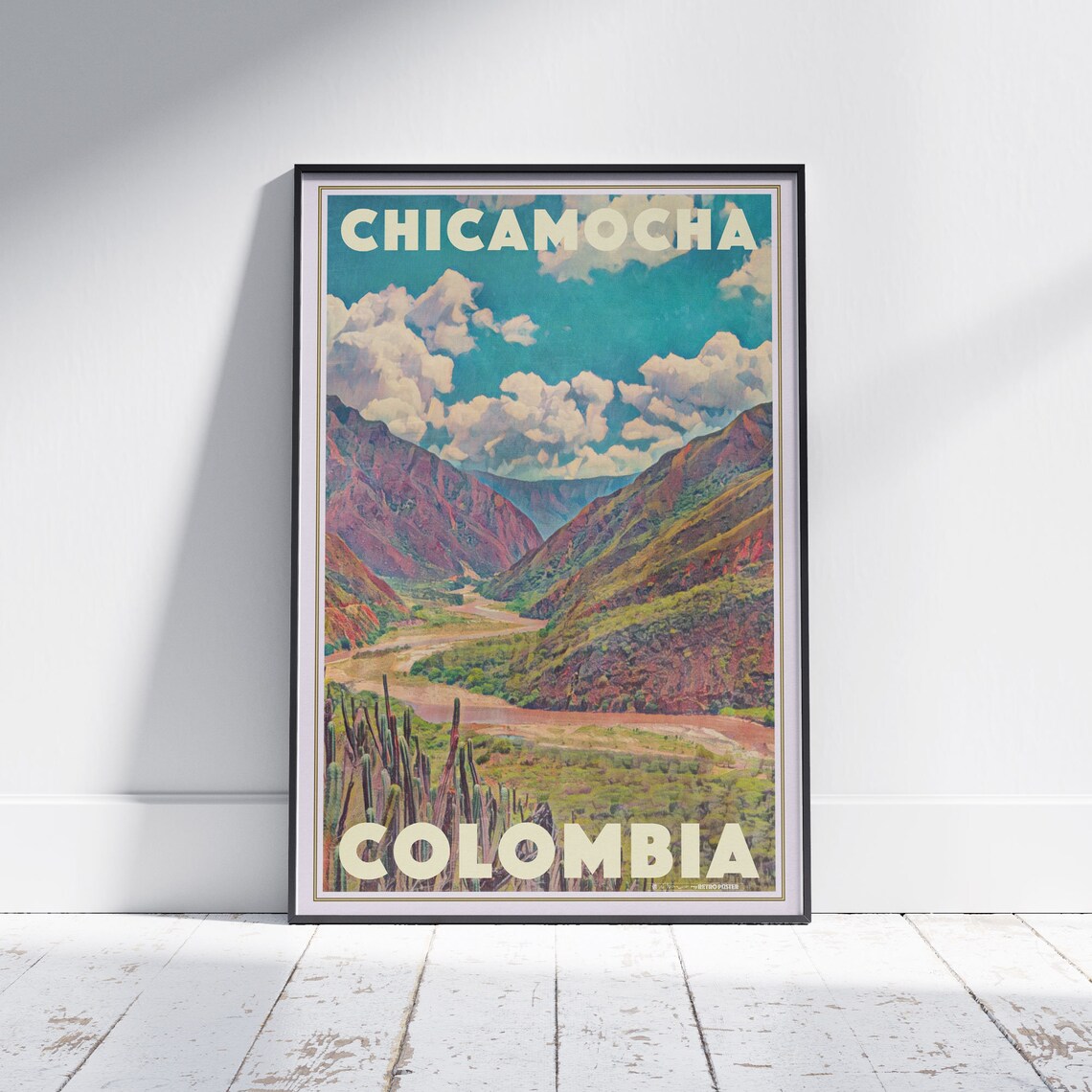 Chicamocha Colombia Vintage Travel Poster Canyon Valley Desert Art