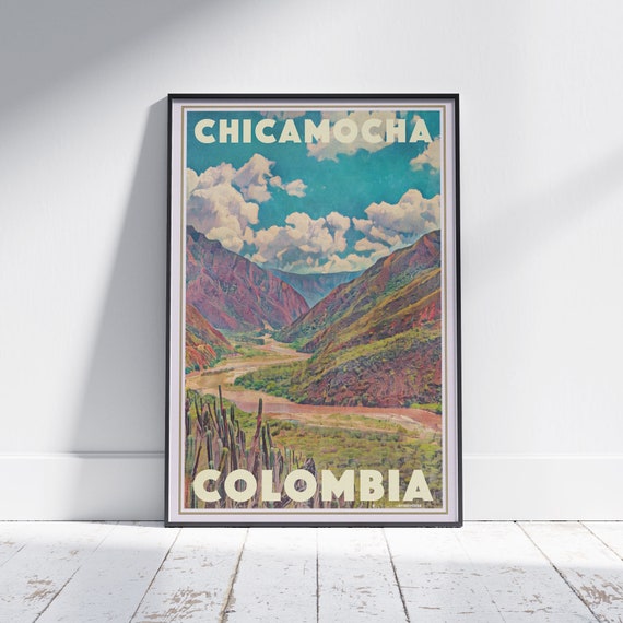 Chicamocha Poster Colombia By Alecse Limited Edition Colombia Travel Poster Chicamocha Gallery Wall Print Of Colombia Decoration Gift