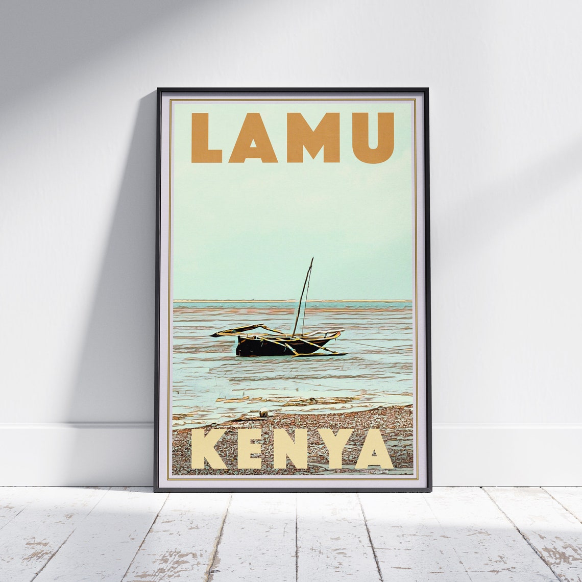 Kenya Poster Lamu Fishing Boat By Alecse Limited Edition Kenya Print Lamu Poster Kenya Travel Poster Lamu Print Africa Travel Wall