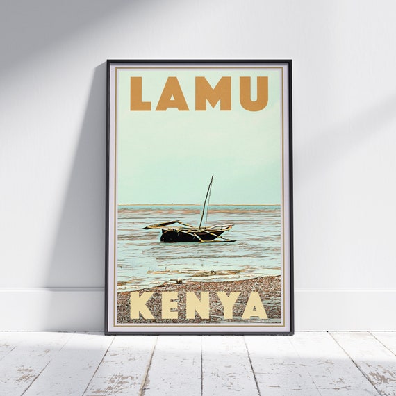 Kenya Poster Lamu Fishing Boat By Alecse Limited Edition Kenya Print Lamu Poster Kenya Travel Poster Lamu Print Africa Travel Wall
