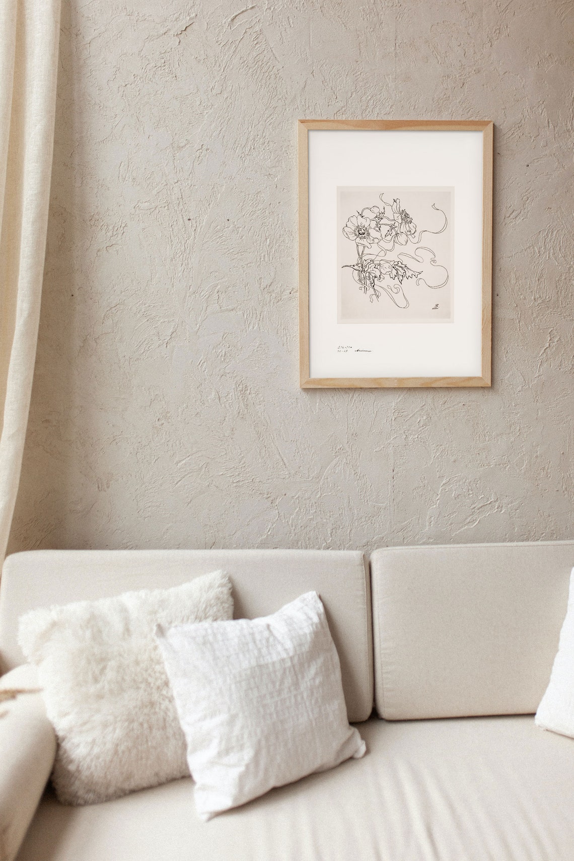 Anemone Sketch Print, Vintage Chinoiserie Botanicals - Image 2
