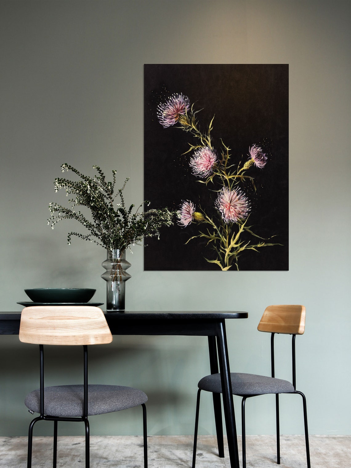 Thistles Vintage Art Print, Dark Academia Decor - Image 2