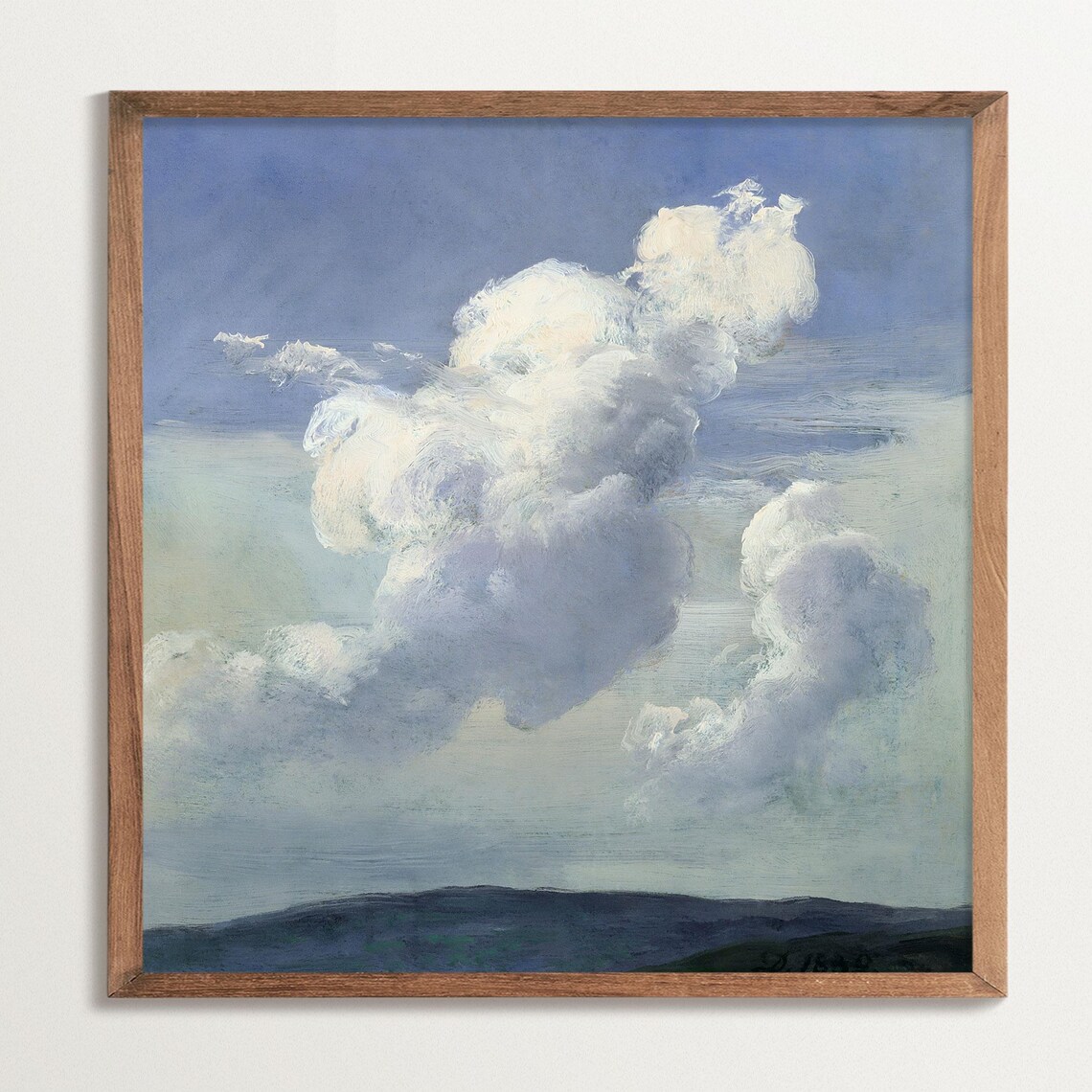 Square Clouds Travel Poster, Vintage Landscape Art
