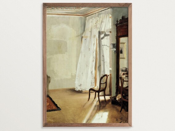 The Balcony Room Interior Scene Art Print, Farmhouse Decor