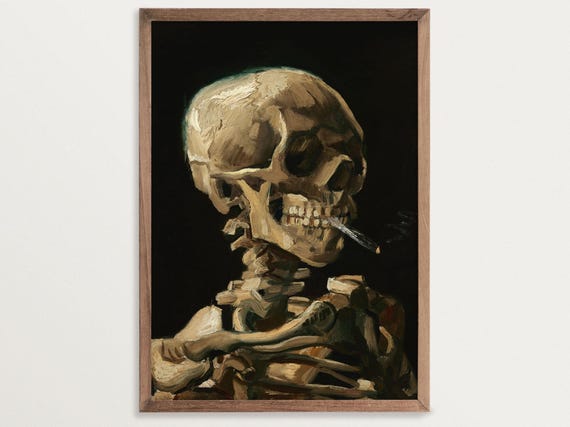Memento Mori Skeleton Art Print, Dark Academia