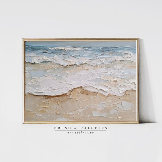 Textured Ocean Waves Abstract Impasto Coastal Beach Painting Poster