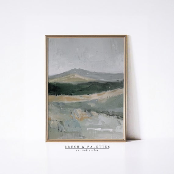 Abstract Mountain Landscape Painting Modern Minimalist Wall Art Neutral Home Decor