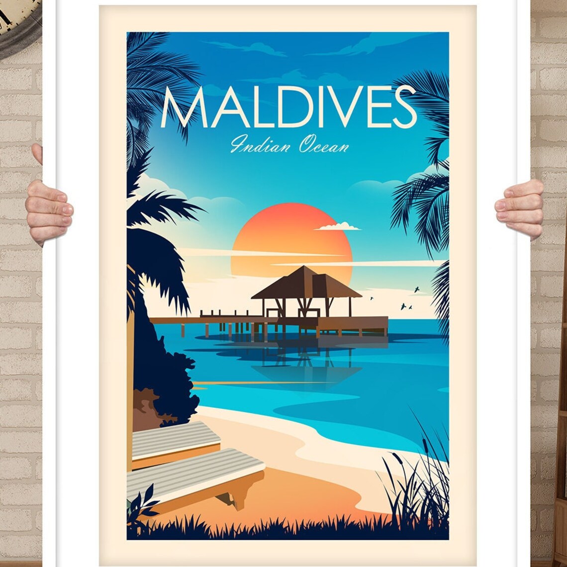 Maldives Travel Poster, Maldives Wall Art Print - Image 3