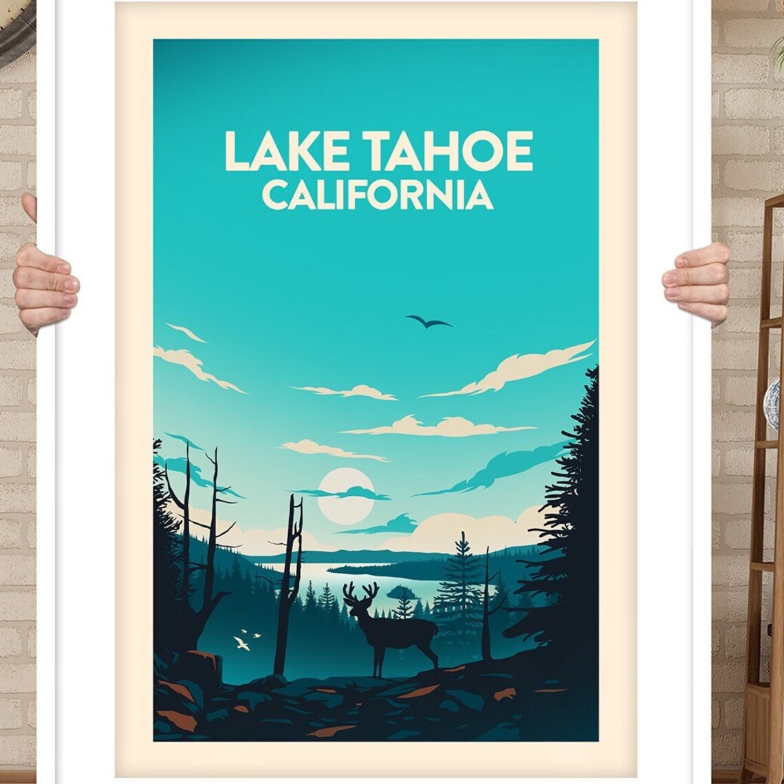 Lake Tahoe California Travel Poster, Wall Art Print - Image 3