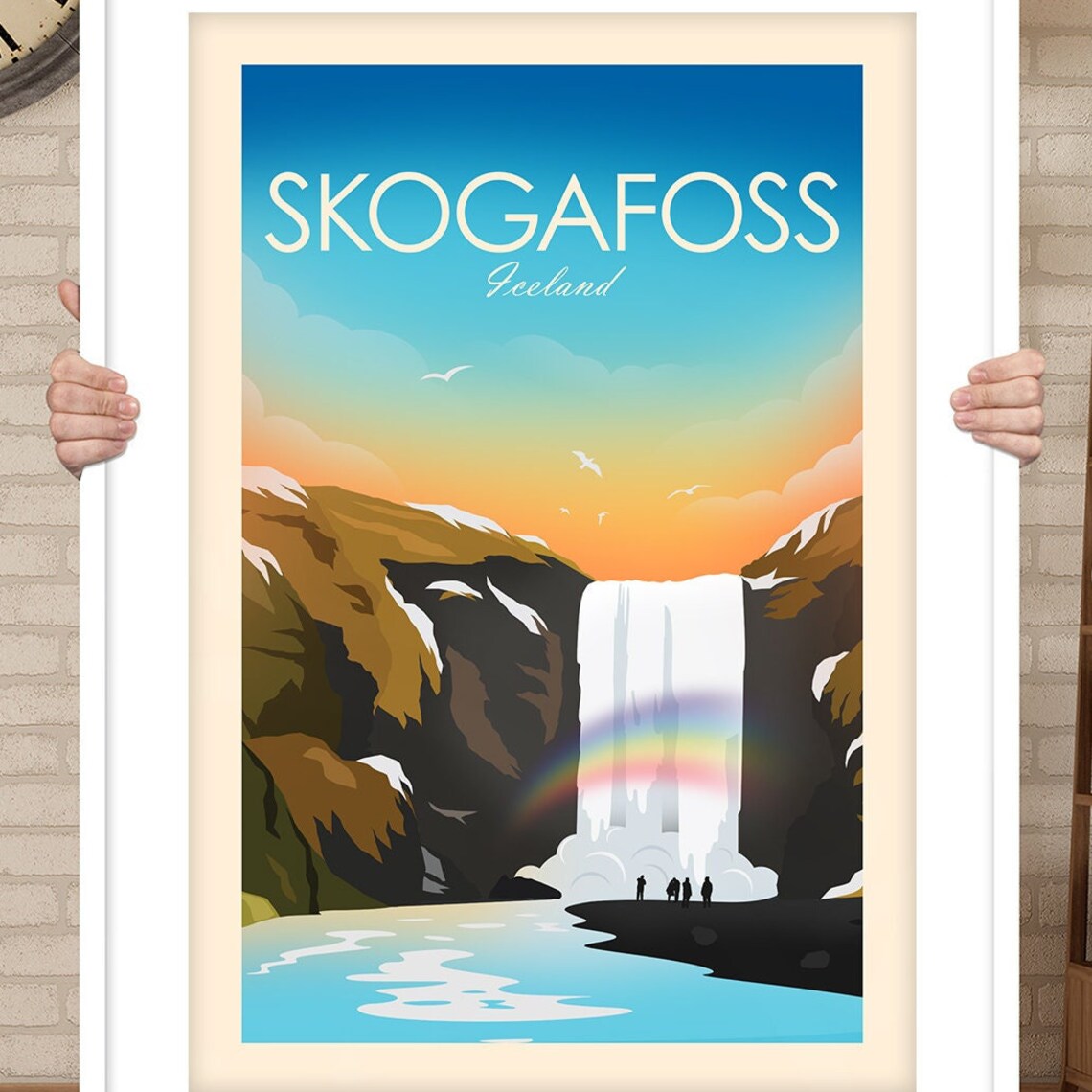 Iceland Skogafoss Travel Poster, Gallery Wall Print - Image 3