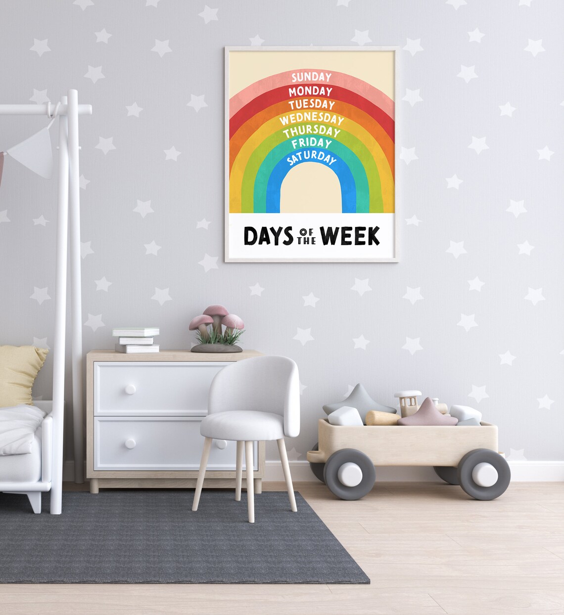 Rainbow Days Of The Week Nursery Art Print - Image 6