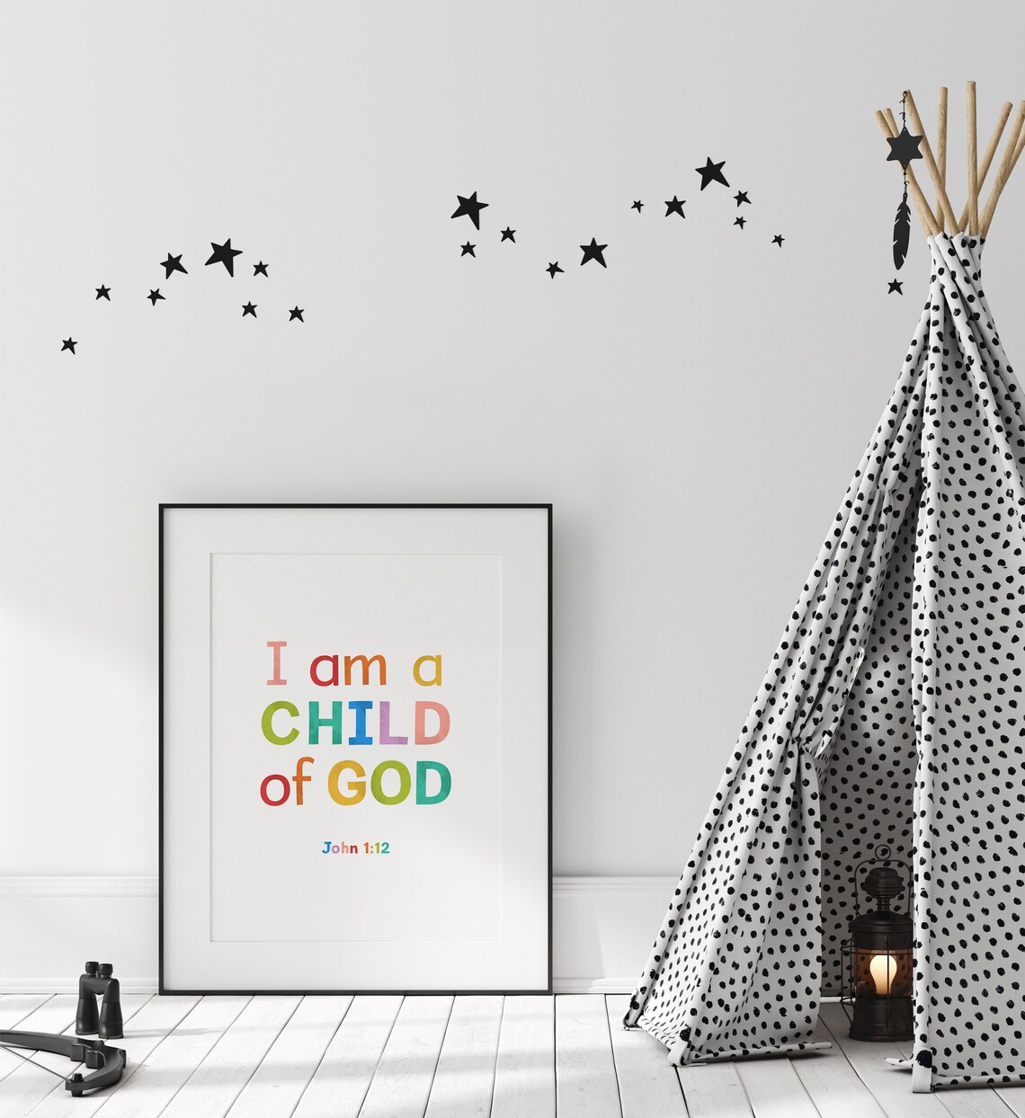 I Am A Child Of God John 1 Verse 12 Rainbow Kids Faith Poster - Image 6