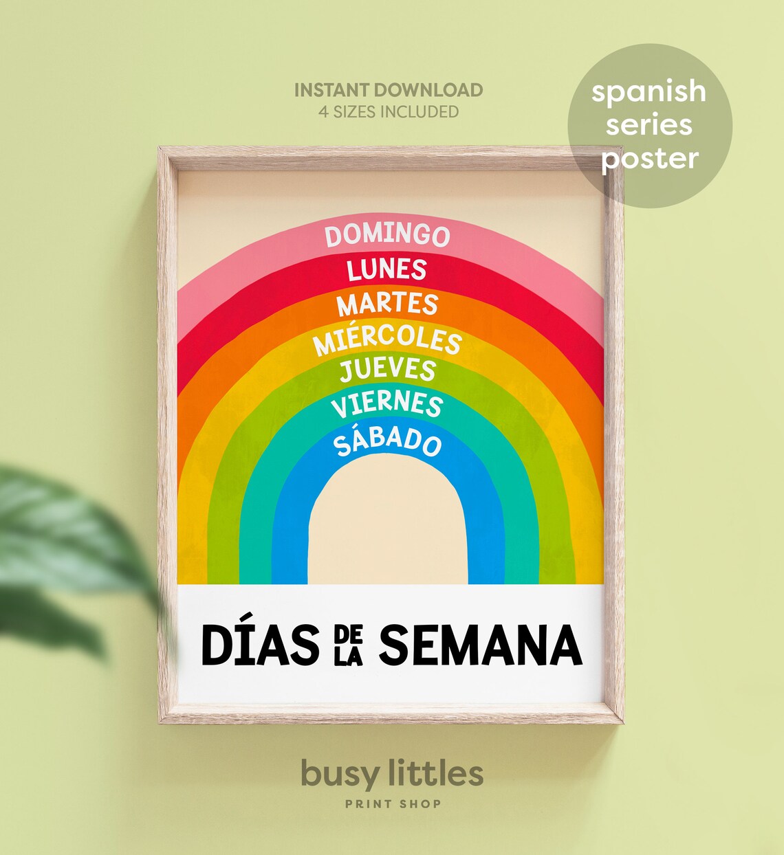 Dias De La Semana Spanish Days Of The Week Rainbow Kids Poster