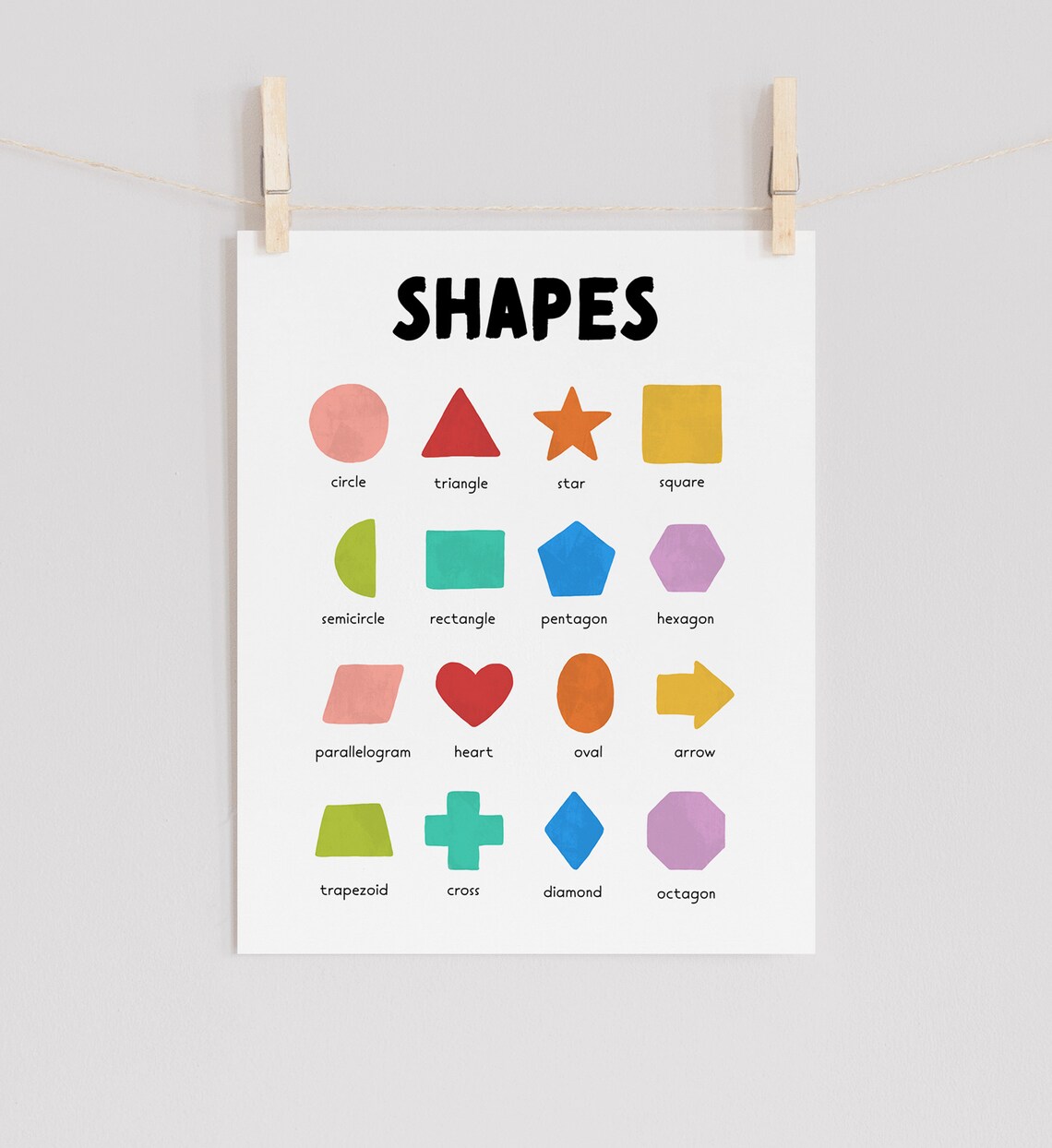 Rainbow Geometric Shapes Nursery Art Print - Image 3