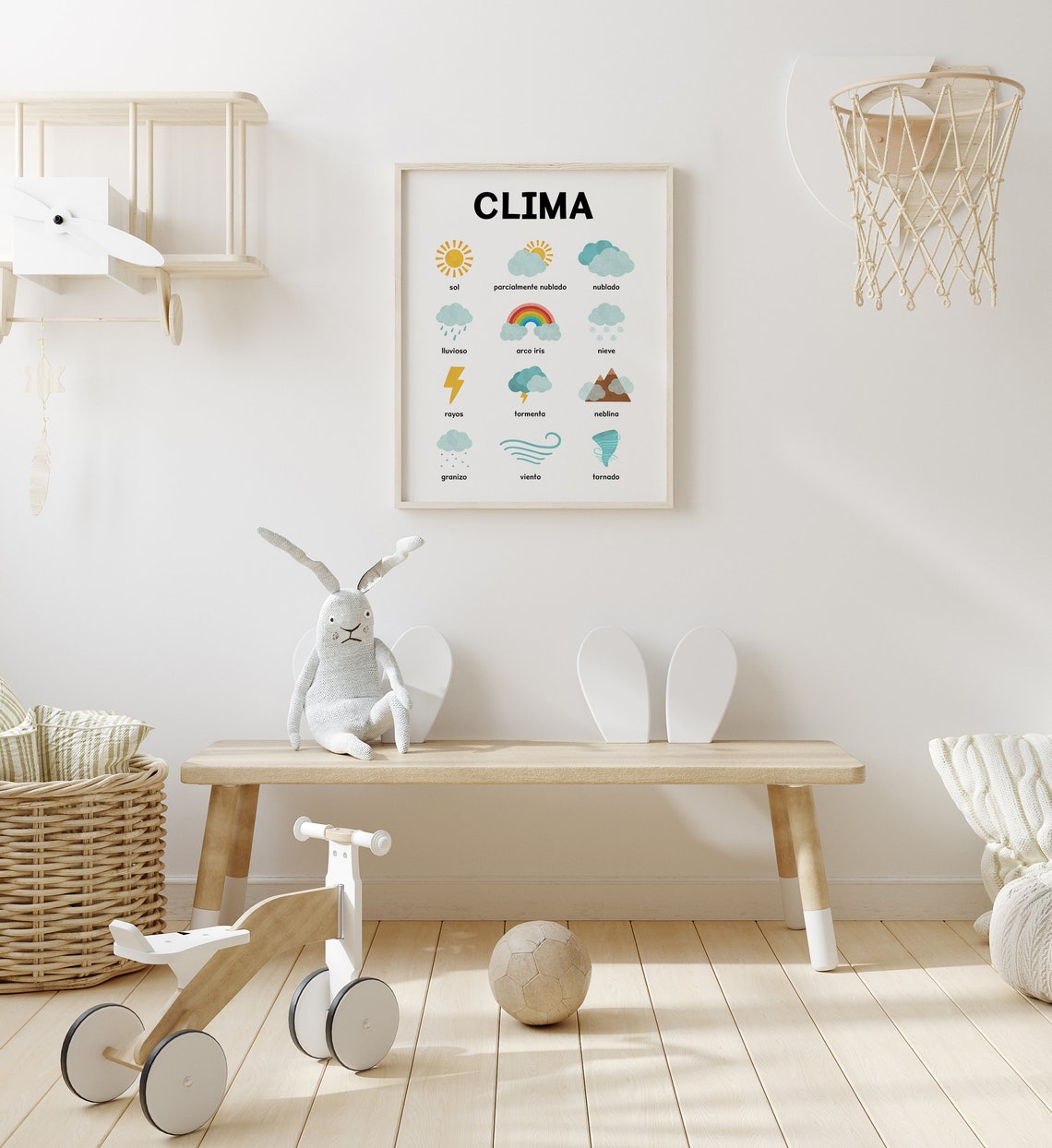 Clima Spanish Weather Chart Kids Educational Nursery Learning Poster