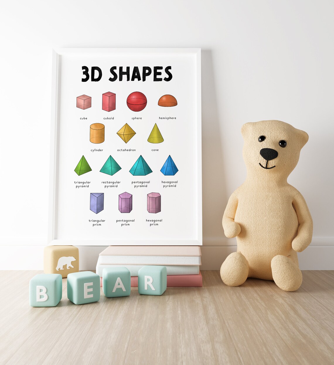 Rainbow 3D Shapes Poster, Classroom Teacher Decor - Image 3