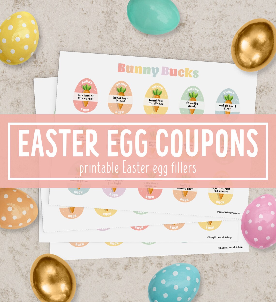 Easter Bunny Bucks Holiday Coupons Art Print