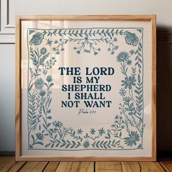 Framed Psalm 23 Art The Lord Is My Shepherd Square Scripture Print Gift