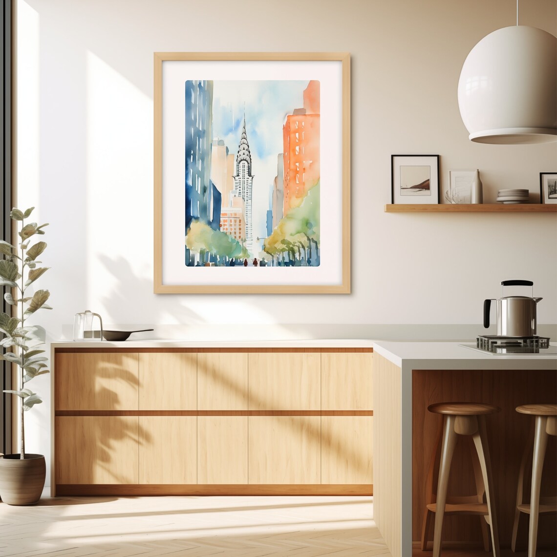 New York City Chrysler Building Street Watercolor Travel Poster - Image 3