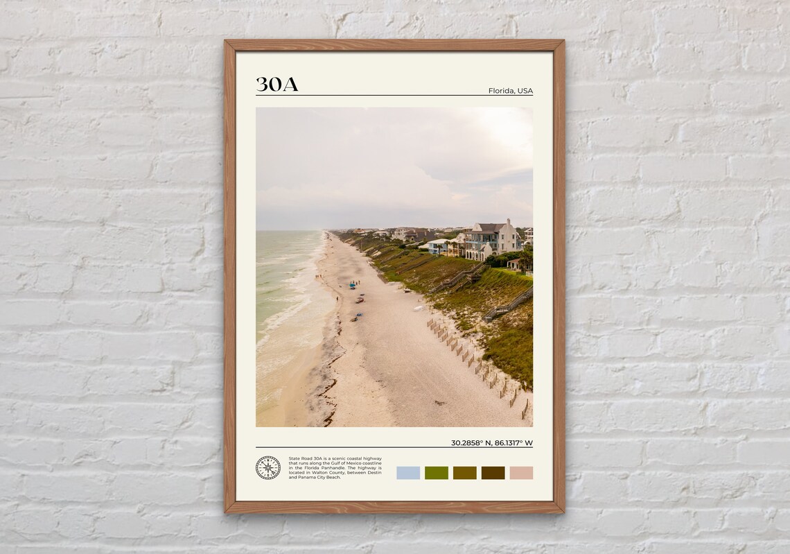 30A Florida Travel Poster Print, United States