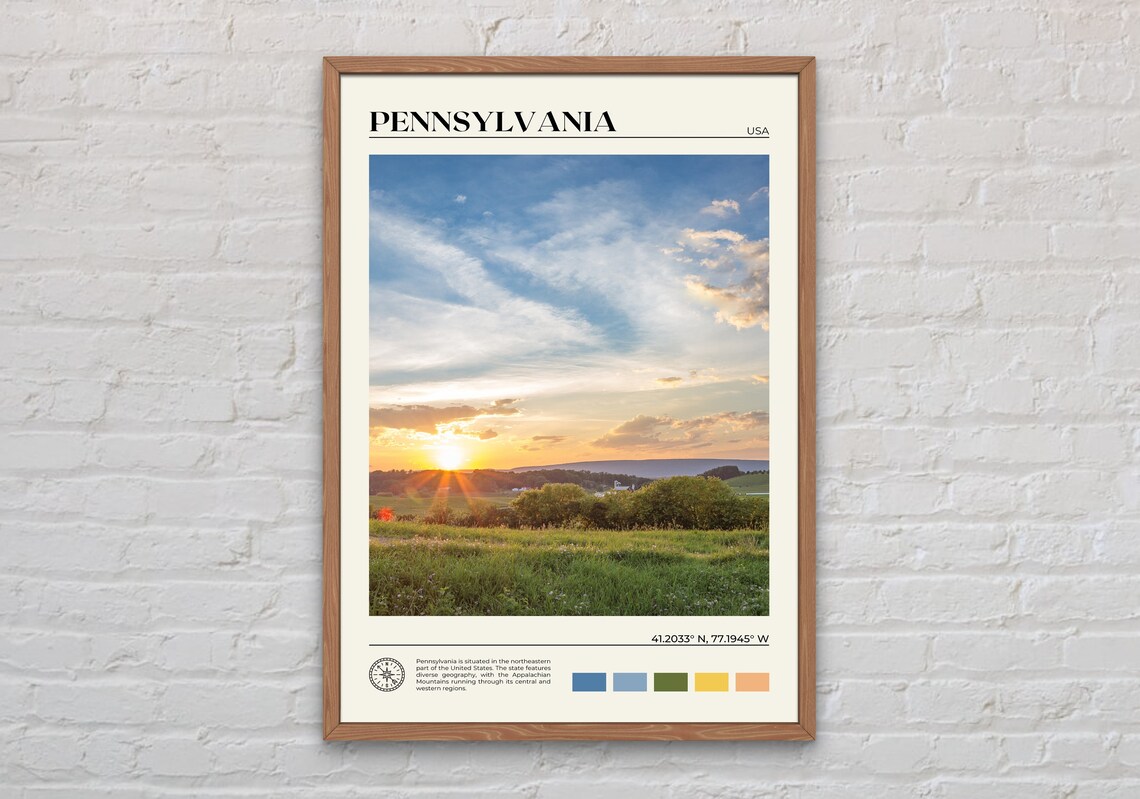 Pennsylvania Real Photo Travel Poster, USA Wall Art