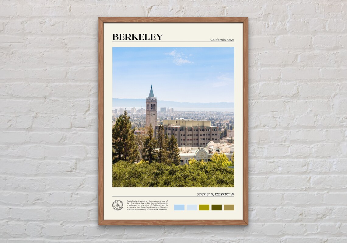 Berkeley Travel Poster, California Wall Art Print
