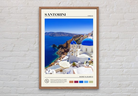 Santorini Travel Poster, Greece Photo Print