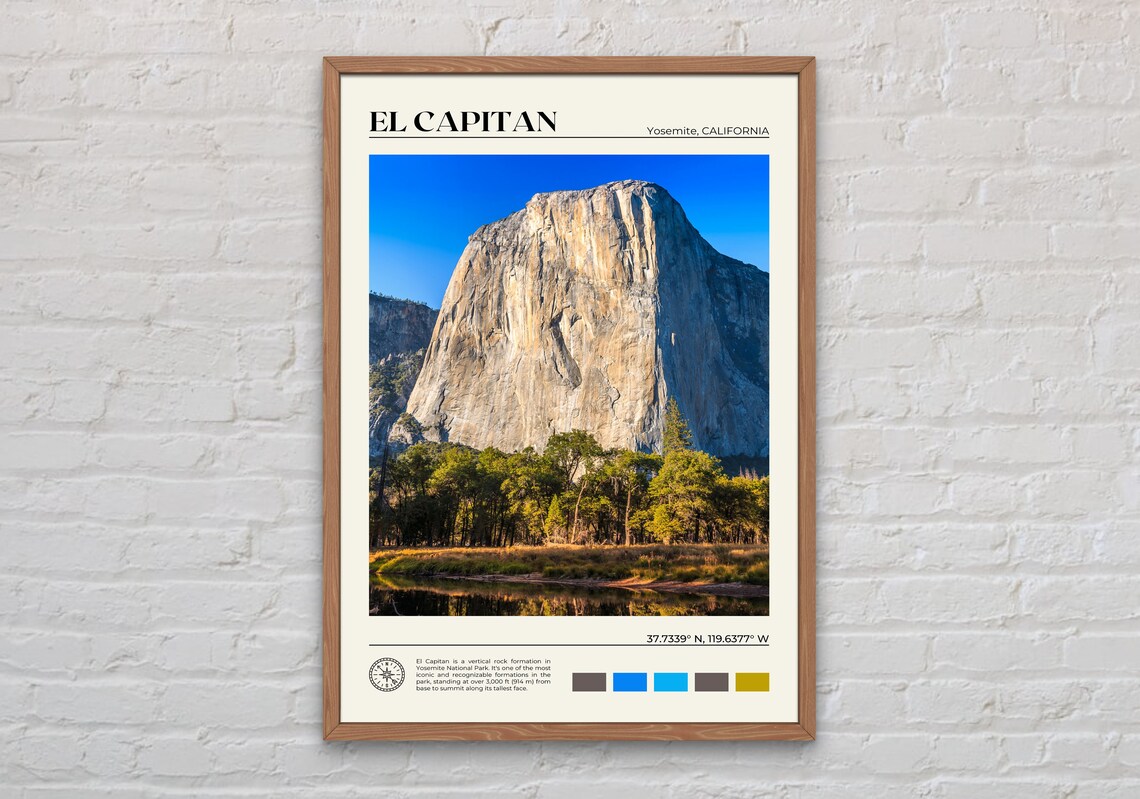 El Capitan Travel Poster, Yosemite Wall Decor
