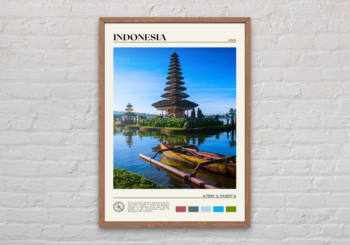 Indonesia Asia Ulun Danu Beratan Bali Temple Lake Photo Poster