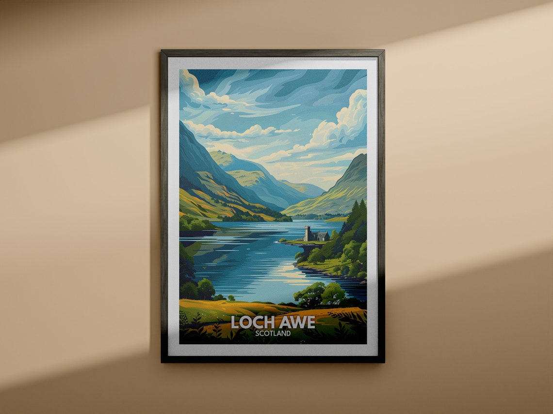 Loch Awe Print Loch Awe Poster Scotland Lake Travel Poster Lake Wall Art Decor United Kingdom Lake Art Scotland Nature Poster - Image 4