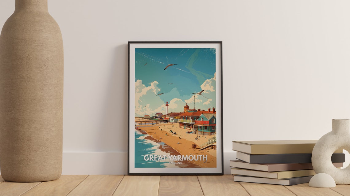 Great Yarmouth Print Great Yarmouth Poster Uk Wall Art England Wall Decor British Travel Poster United Kingdom Print England City Art - Image 3