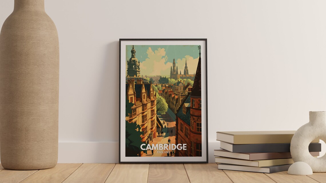 Cambridge Golden Rooftops College Spires Skyline England Poster - Image 3