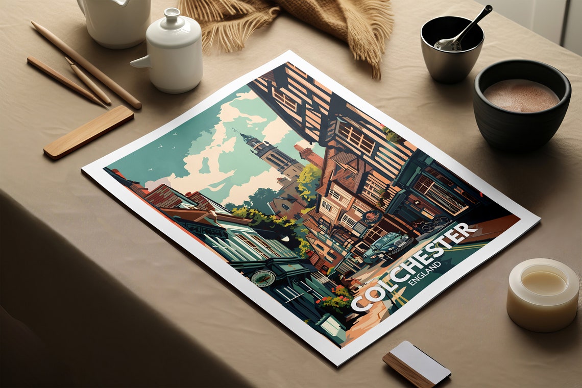 Colchester Art Print Colchester Poster Uk Wall Art England Wall Art Decor British Travel Poster United Kingdom Print England City Art - Image 2