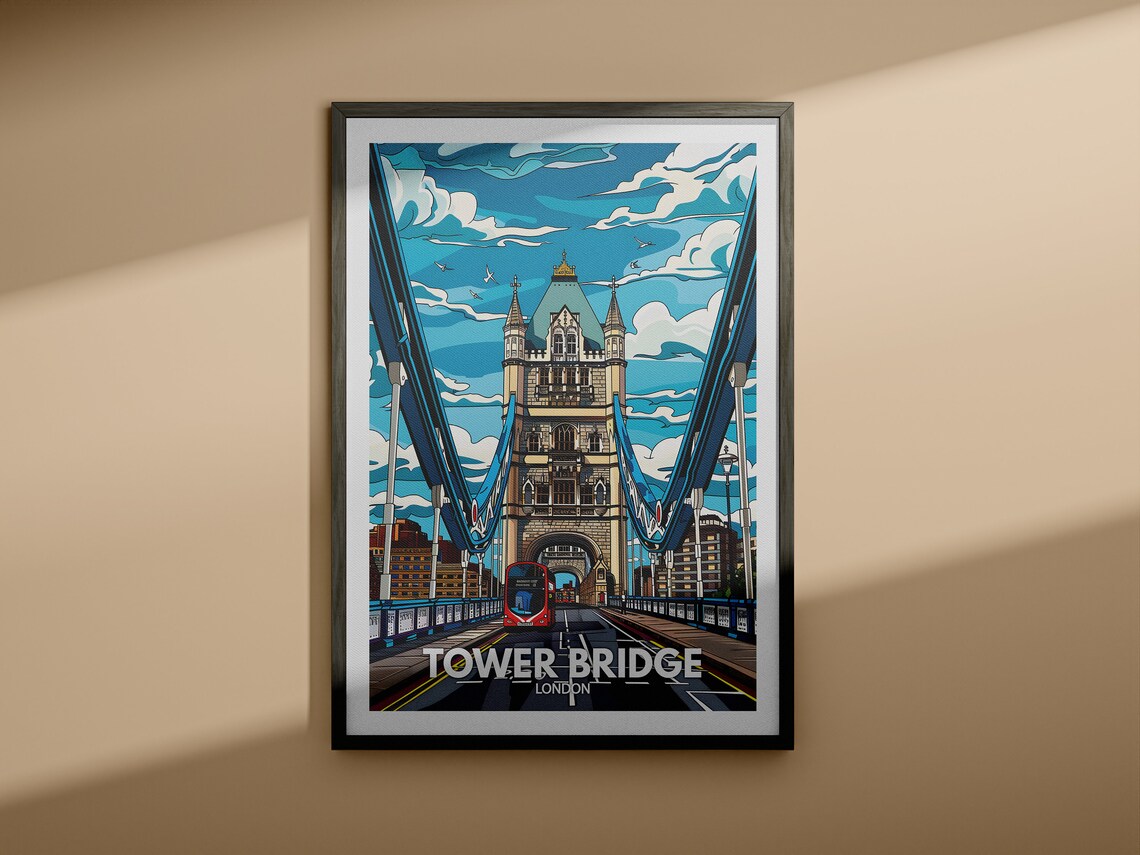 Tower Bridge Print Tower Bridge City Poster Uk Wall Art London Wall Art Decor London Travel Poster England Travel Poster - Image 4