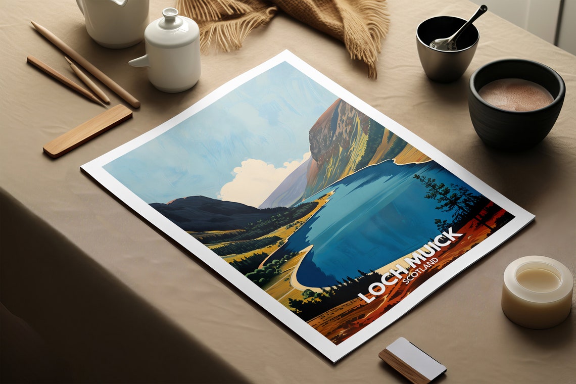 Loch Muick Print Loch Muick Poster Scotland Lake Travel Poster Lake Wall Art Decor United Kingdom Lake Art Scotland Nature Poster - Image 2