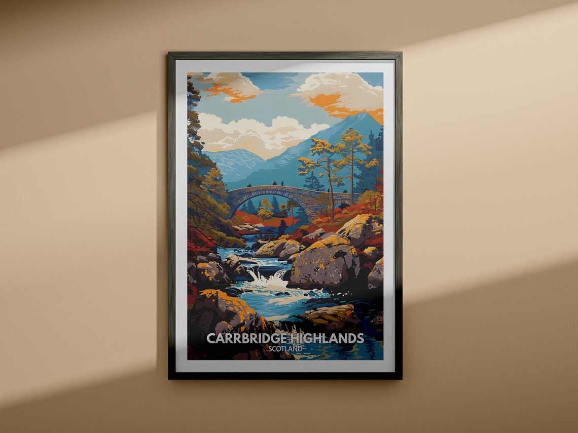 Carrbridge Highlands Scotland Stone Bridge Stream Mountain Poster - Image 4