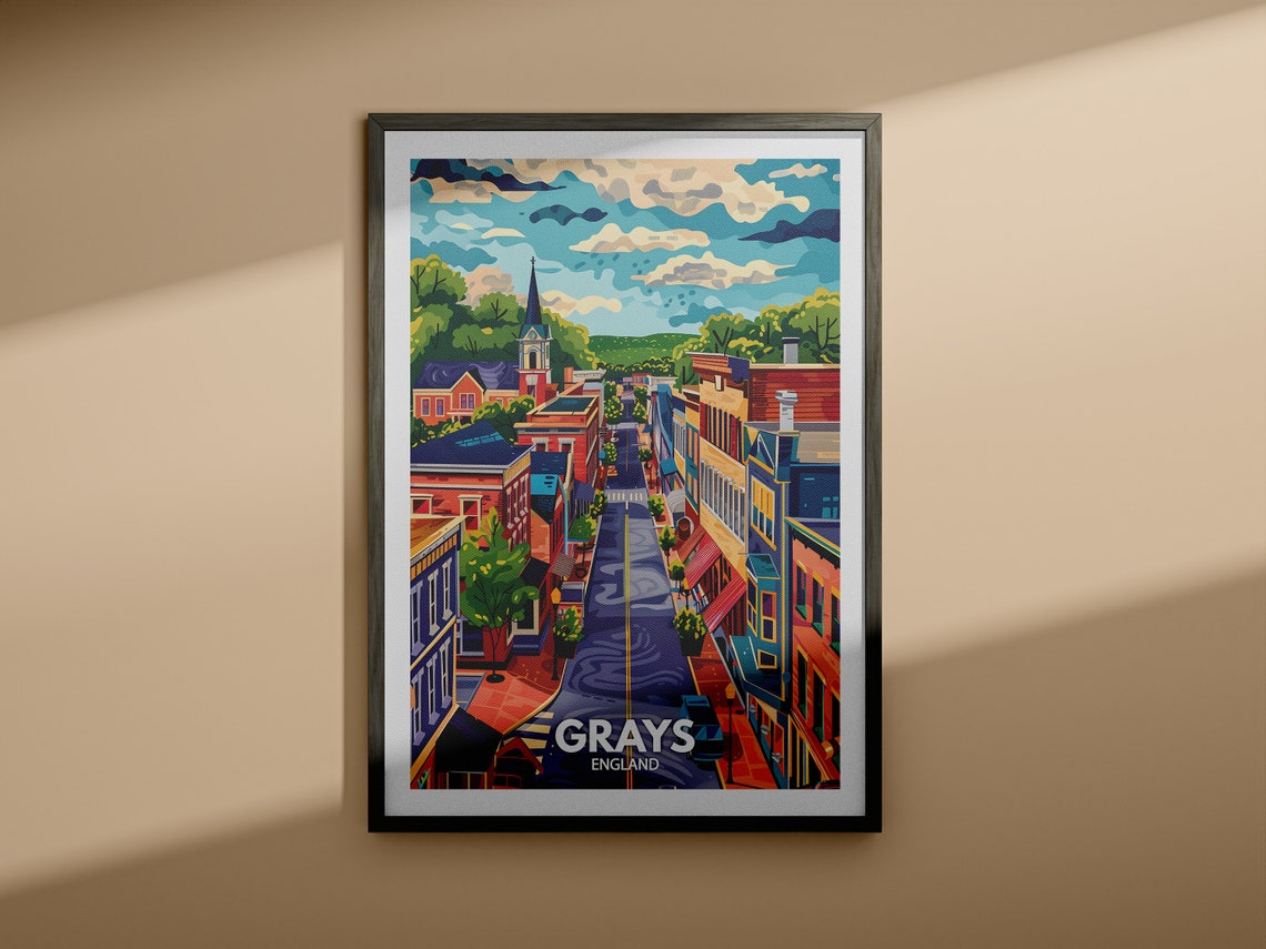 Grays Art Print Grays City Poster Uk Wall Art England Wall Art Decor British Travel Poster United Kingdom Print England City Art - Image 4
