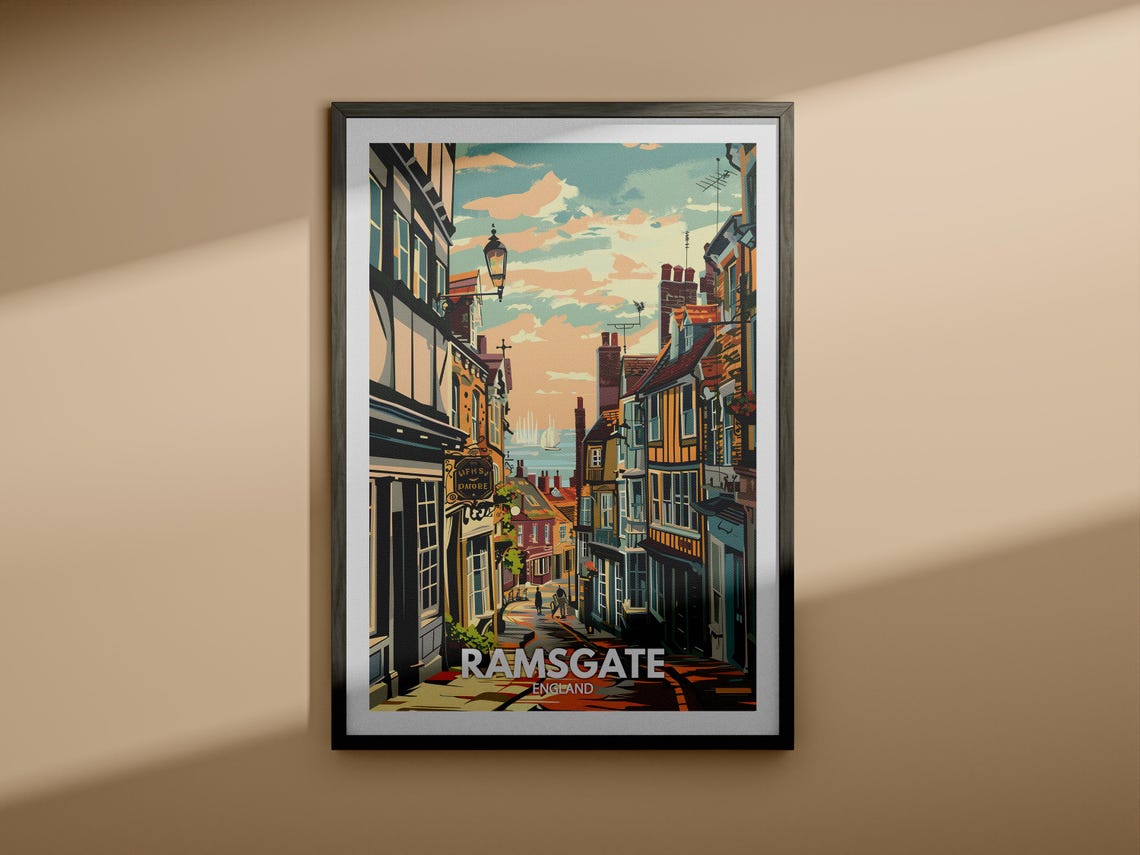 Ramsgate England Historic Old Town Street Harbor View Poster - Image 4