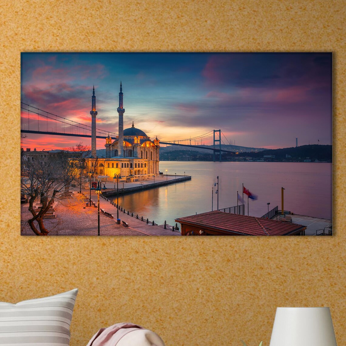 Istanbul Sunset Art Print, Ortakoy Mosque Bridge