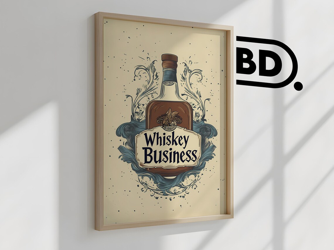 Whiskey Business Vintage Bottle Retro Bar Cart Liquor Wall Print - Image 2