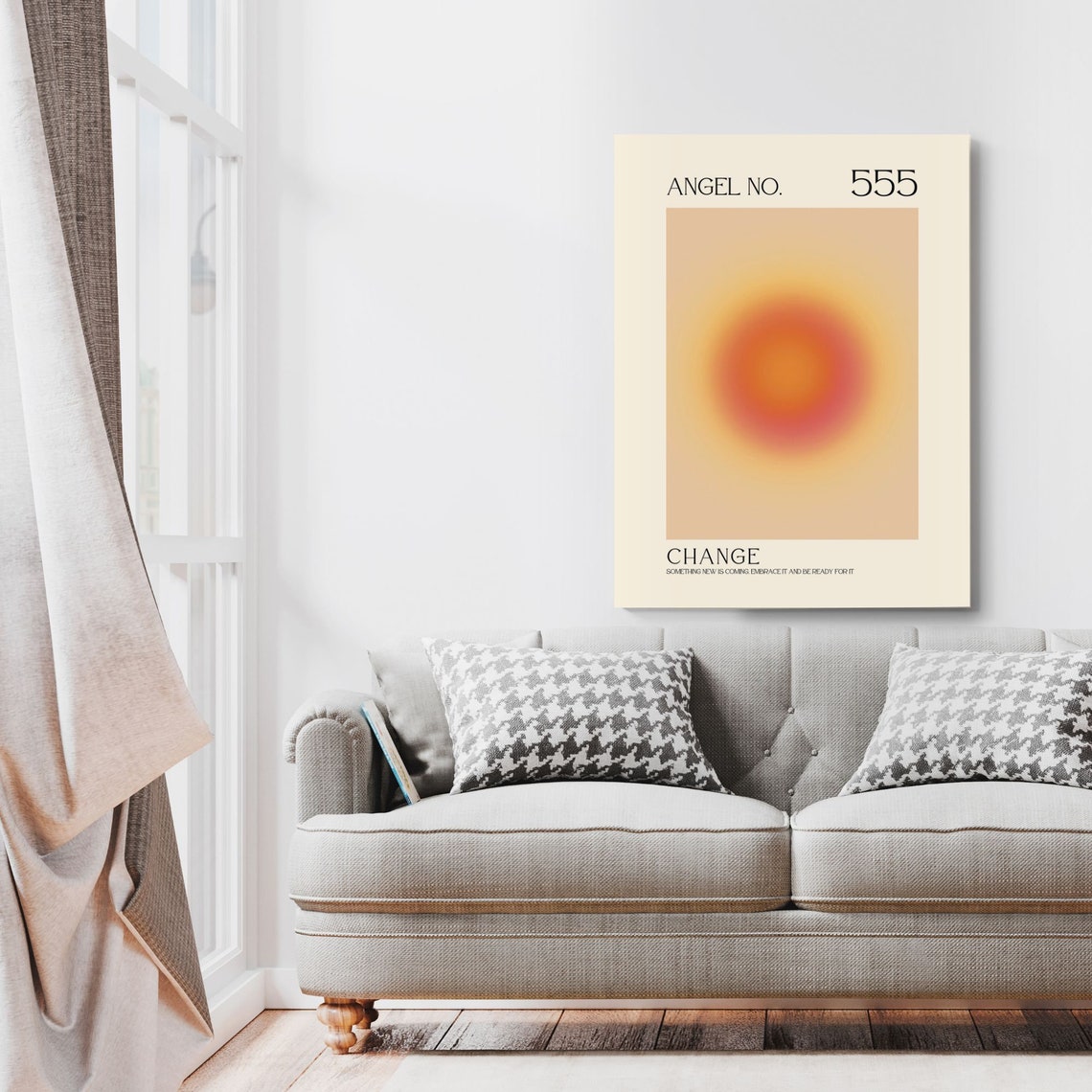 Angel Number 555 Spiritual Aura Poster Colourful Art Print Angel Number Wall Art Energy Wall Art Spiritual Poster - Image 2
