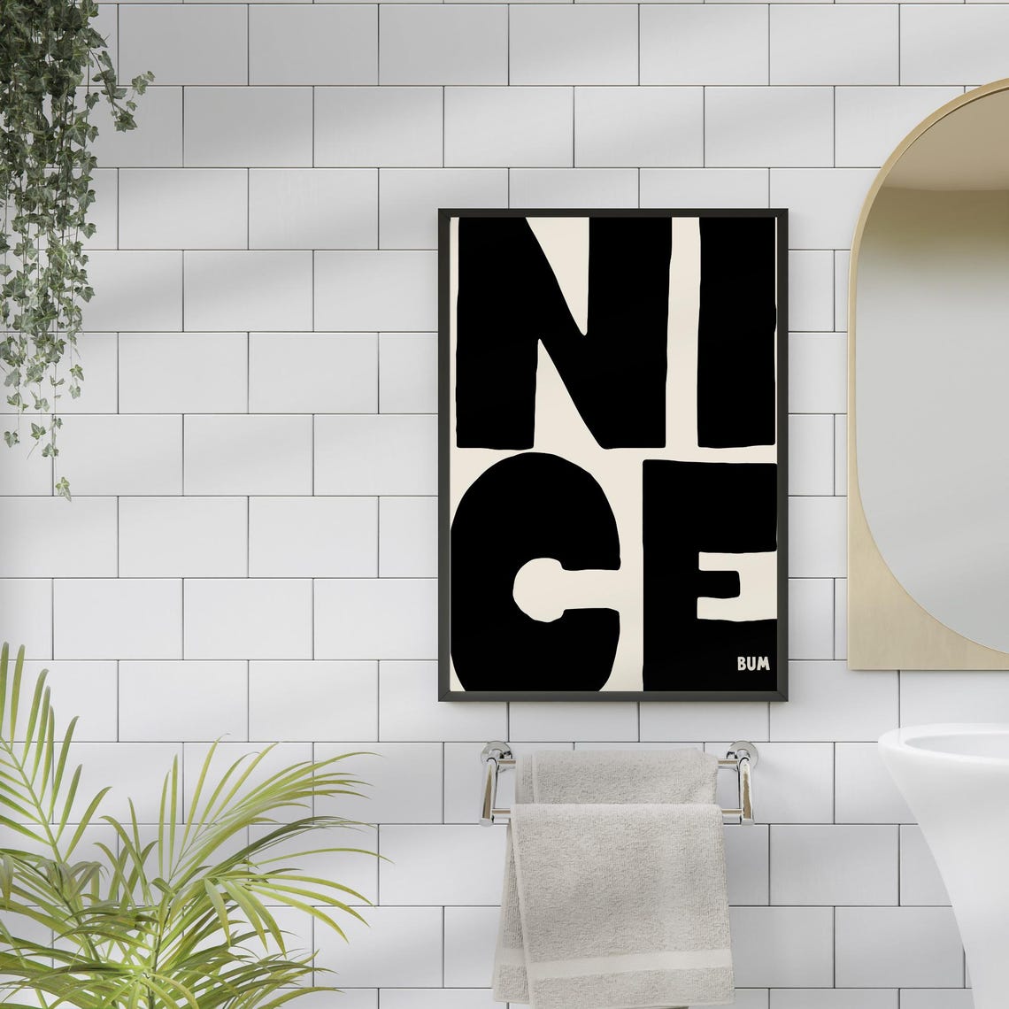 Nice Bum Funny Bold Black White Typography Cheeky Quote Poster Art - Image 4
