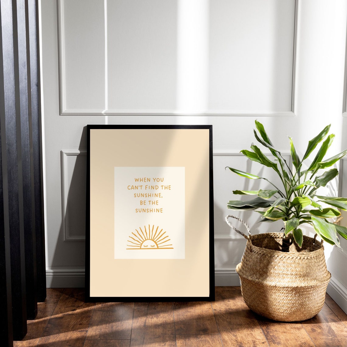 Be The Sunshine Motivational Quote Yellow Sun Illustration Poster - Image 2
