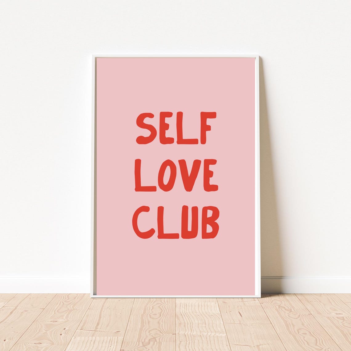 Self Love Club Bold Red Pink Hand Lettered Dorm Quote Poster