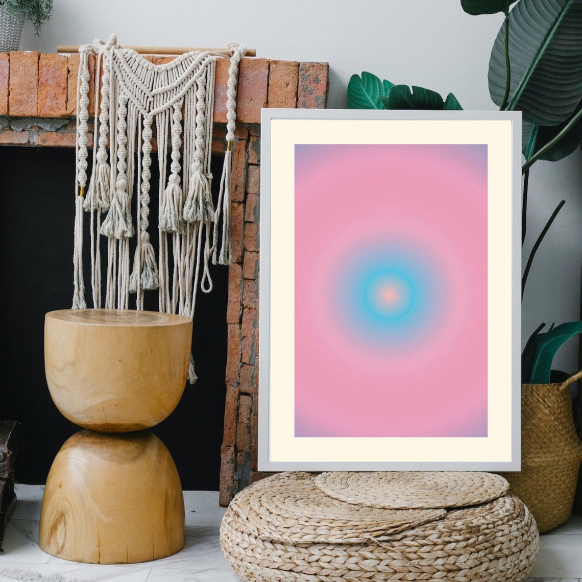 Pink Blue Aura Gradient Orb Minimal Spiritual Decorative Art Poster - Image 2