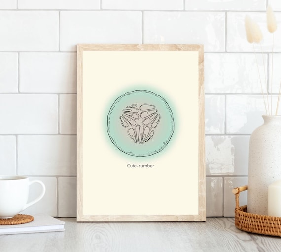 Cute Cumber Pun Funny Cucumber Illustration Kitchen Food Art Poster