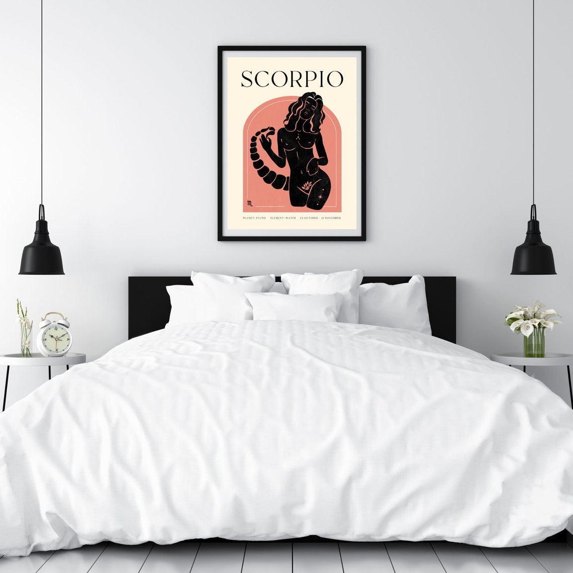 Scorpio Zodiac Sign Black Silhouette Woman Arch Astrology Poster - Image 4