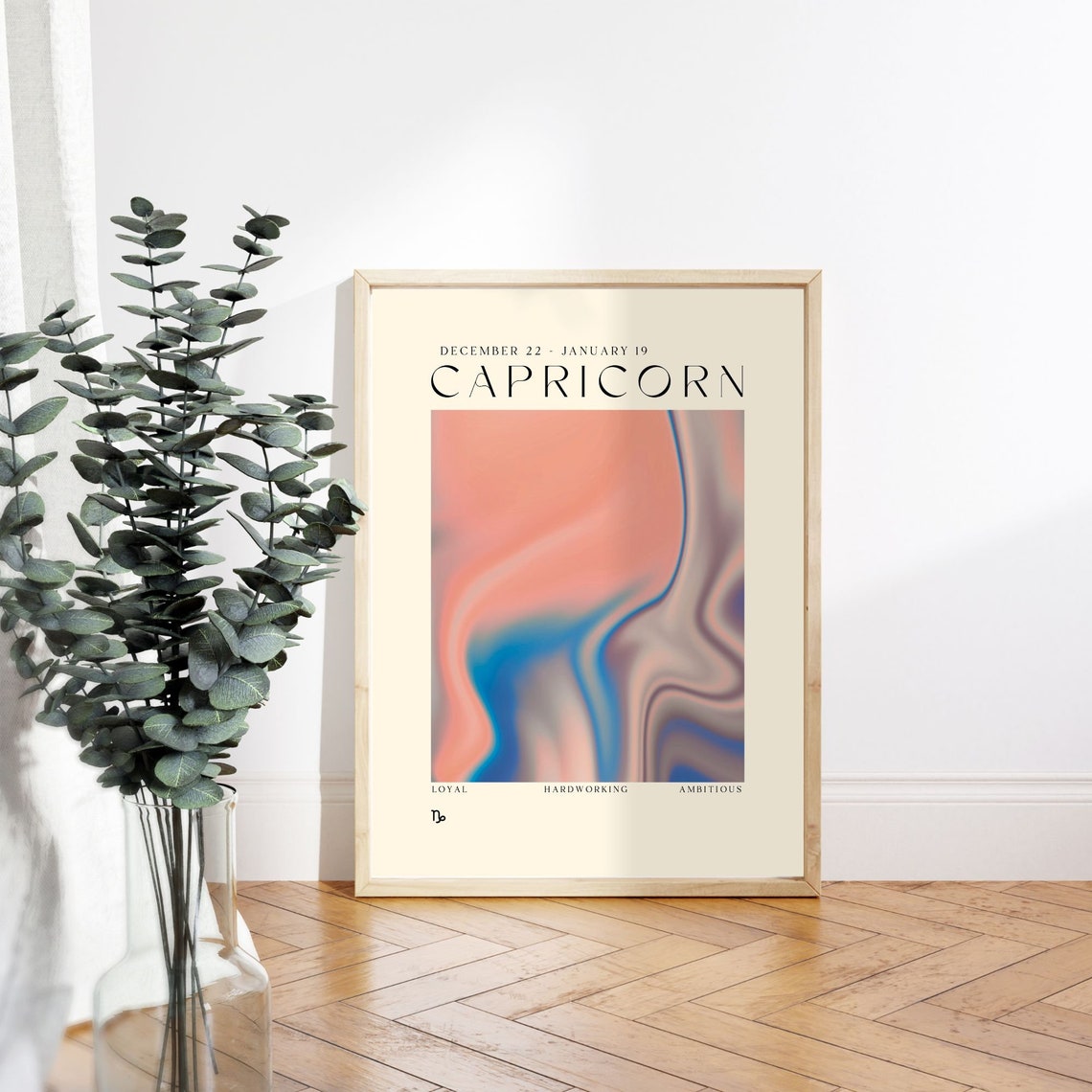 Capricorn Zodiac Aura Pink Blue Abstract Swirl Gradient Poster - Image 3