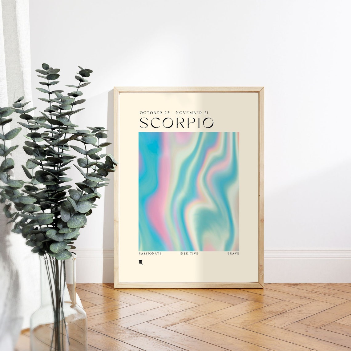 Scorpio Zodiac Aura Teal Pink Abstract Swirl Gradient Poster - Image 3