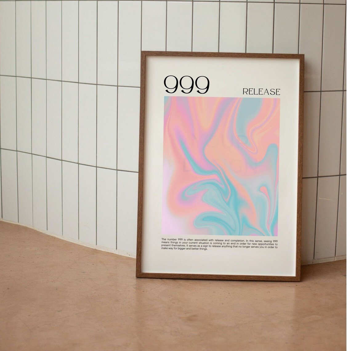 Angel Number 999 Release Peach Aura Gradient Spiritual Poster